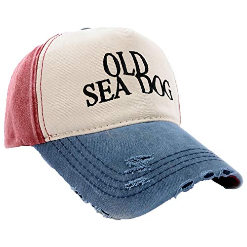 MFAZ Morefaz Ltd Kapitänsmütze Mütze Army Baseballmütze Damen Herren Nave Red Cap Captain,Pirate (Old See Dog) von MFAZ Morefaz Ltd