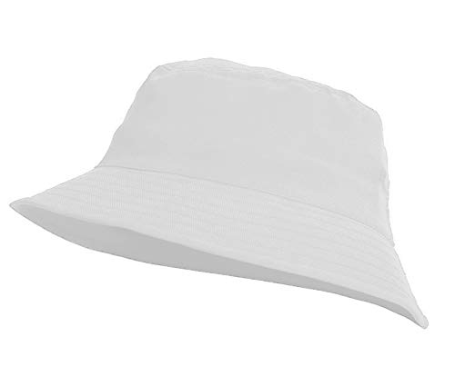 MFAZ Morefaz Ltd Kinder Eimer Hut Jugendliche Hüte Sommer Junge Mädchen Fischer Bucket Sun Beach Cap Kleinkinder (Weiß, Jugendliche Größe 56 cm) von MFAZ Morefaz Ltd