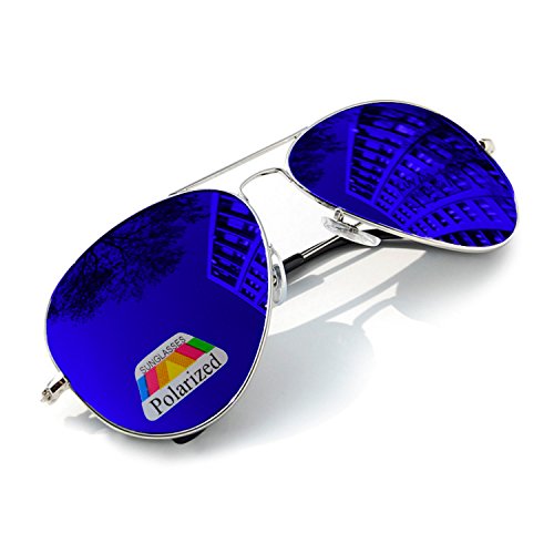 MFAZ Morefaz Ltd Kinder Junge Mädchen Sonnenbrille Gespiegelt Polarisiert Pilot Style Sunglasses (Blue Gespiegelt) von MFAZ Morefaz Ltd