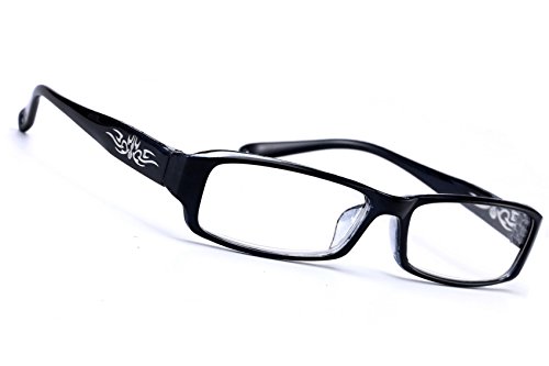 MFAZ Morefaz Ltd Slim Damen Herren Brille CLEAR LENS Saubere Linsen 0.00 (Black Design) von MFAZ Morefaz Ltd