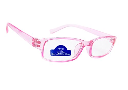 MFAZ Morefaz Ltd Slim Damen Herren Lesebrille +0.50 +0.75 +1.0 +1.5 +2.0 +2.5 Blue Light Filter Brille Blendschutz, Kratzfestes Objektiv Computer TV Anti Glare (0.75, Pink) von MFAZ Morefaz Ltd