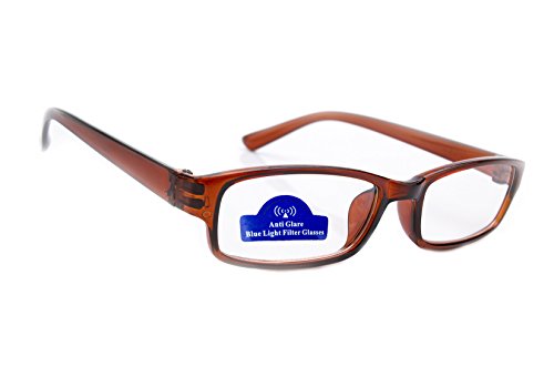 MFAZ Morefaz Ltd Slim Damen Herren Lesebrille +0.50 +0.75 +1.0 +1.5 +2.0 +2.5 Blue Light Filter Brille Blendschutz, Kratzfestes Objektiv Computer TV Anti Glare (2.5, Brown) von MFAZ Morefaz Ltd