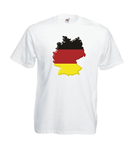 MFAZ Morefaz Ltd T-Shirt Deutsch Flagge Land Karte von Deutschland Herren Und Damen Men/Ladies (White Germany Flag, L) von MFAZ Morefaz Ltd