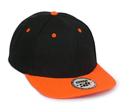 MFAZ Morefaz Ltd New Unisex Jungen Mädchen Mütze Two Tone Snapback Baseball Cap Hut Kinder Kappe (Orange) von MFAZ Morefaz Ltd
