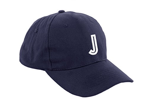 MFAZ Morefaz Ltd Unisex Jungen Mädchen Mütze Baseball Cap Nave Marineblau Hut Kinder Kappe Alphabet A-Z (J) von MFAZ Morefaz Ltd