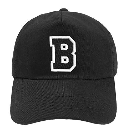 Unisex Jungen Mädchen Mütze Baseball Cap Schwarz Hut Kinder Kappe Alphabet A-Z (B) von MFAZ Morefaz Ltd