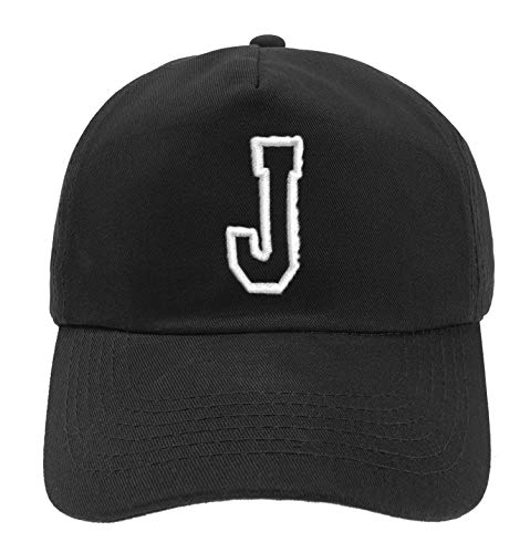 MFAZ Morefaz Ltd Unisex Jungen Mädchen Mütze Baseball Cap Schwarz Hut Kinder Kappe Alphabet A-Z (J) von MFAZ Morefaz Ltd