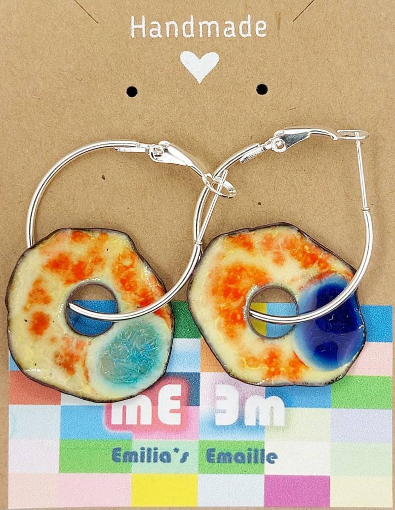 Emaille Ohrringe Kupfer, Schmuck, Emailleschmuck, Handmade, Enamel, Glas von MFBolotnikov