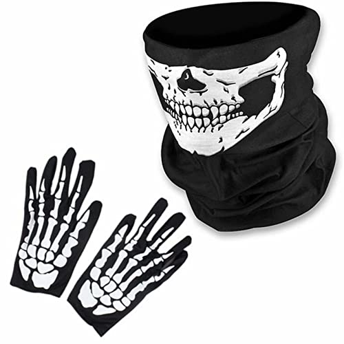 Halstuch, Face Shield, Gesichtsmaske,Totenkopf-Kopftuch-Kopfbedeckung, Schwarze Biker-Ausrüstung,Schädel-Cosplay für Halloween-Sensenmann-Maske von MFCGHXR