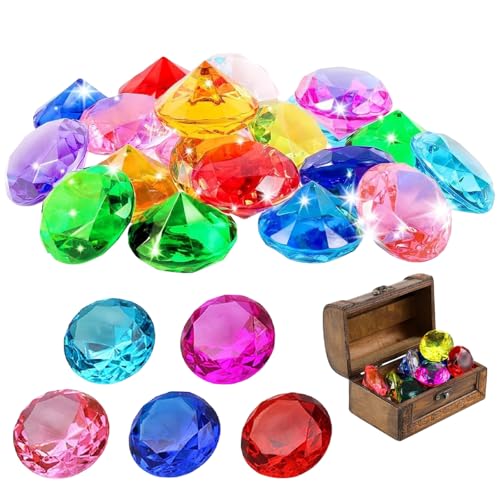 Kinder Edelstein Spielzeug Set 200g – Bunte Acryl-Diamanten in Rundform – Große Größe – Farbenfroh Rot Orange Gelb Grün Blau – Deko für Feste, Lernspielzeug für Schatzsuche & Partygeschenke von MFCGHXR