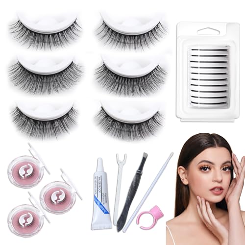 Natürliche Falsche Wimpern Wiederverwendbare selbstklebende falsche Wimpern MFCGHXRWimpern-Explosion - Magnetische Wimpern ohne Eyeliner, Selbstklebende Wimpern ohne Kleber, Wiederverwendbare Wimpern von MFCGHXR