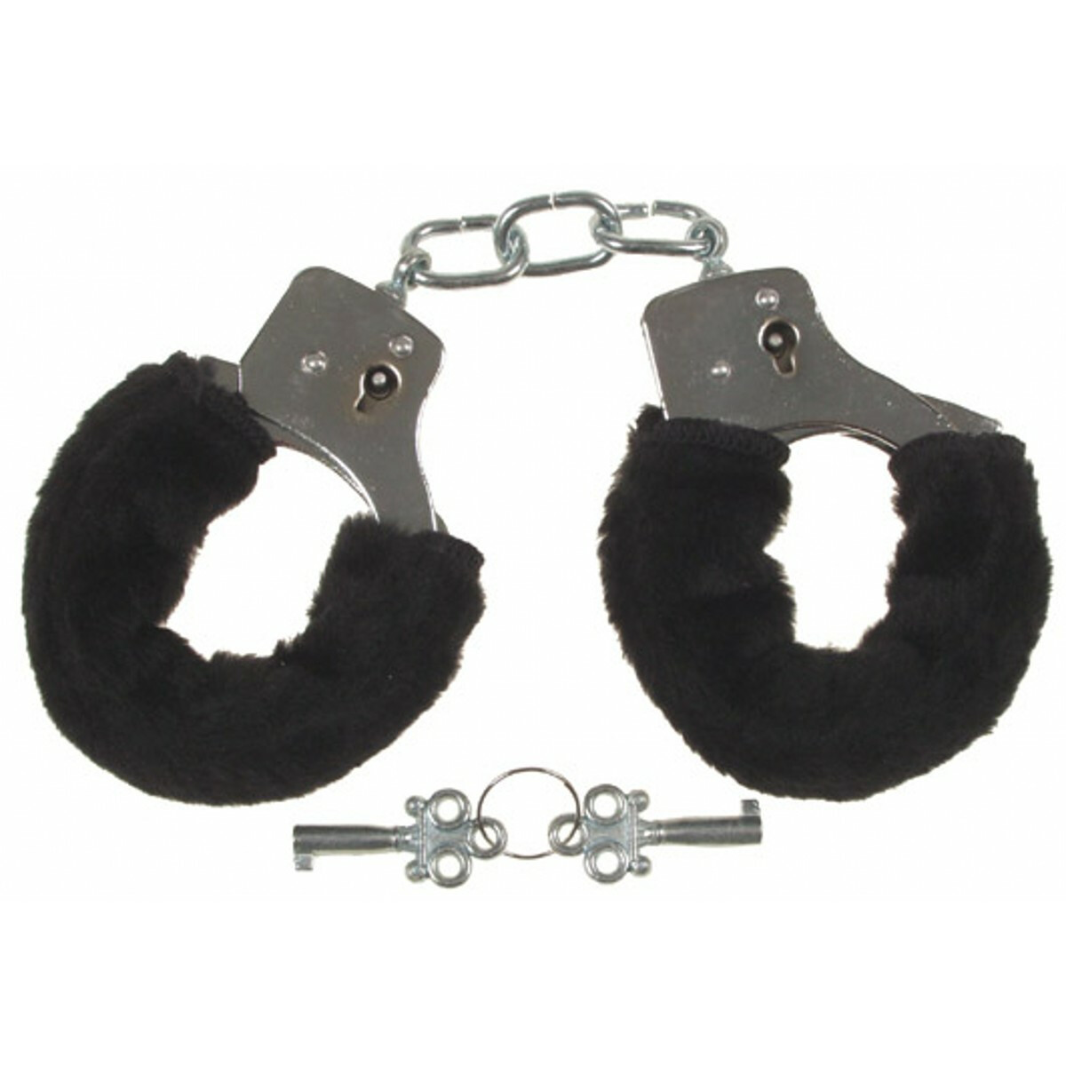 Handschellen, mit 2 Schlüssel, chrom mit Fellüberzug in schwarz von MFH