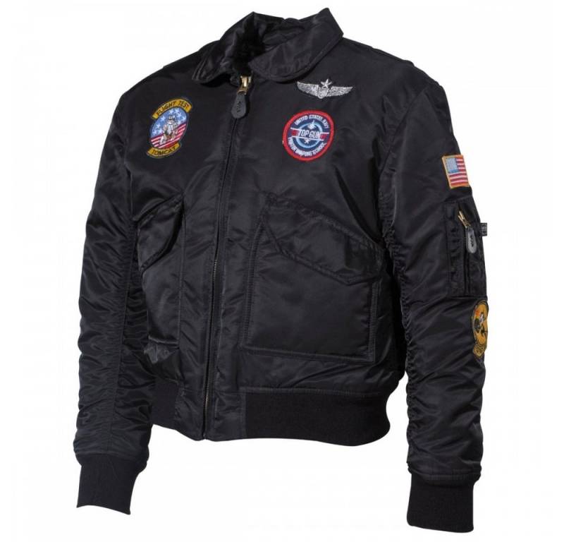 MFH Bomberjacke US Kinder-Pilotenjacke, CWU, schwarz, mit Fliegerabzeichen - XL von MFH