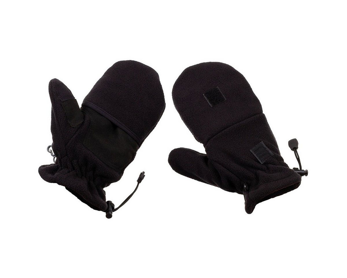 MFH Fleecehandschuhe Fleece-Faust-Fingerhandschuhe, schwarz, mit Ausziehschlaufen L von MFH