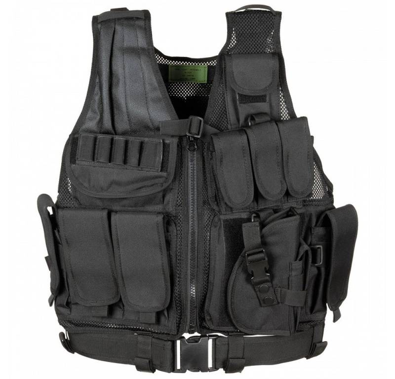 MFH Jagdweste Weste, USMC, mit Koppel, schwarz Koppel von MFH