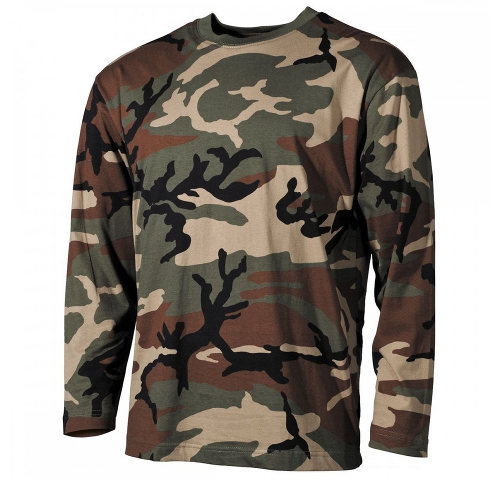 MFH Langarmshirt US Tarn-Shirt, langarm, woodland, 160g/m² - S (1-tlg) verstärkter Rundhals von MFH