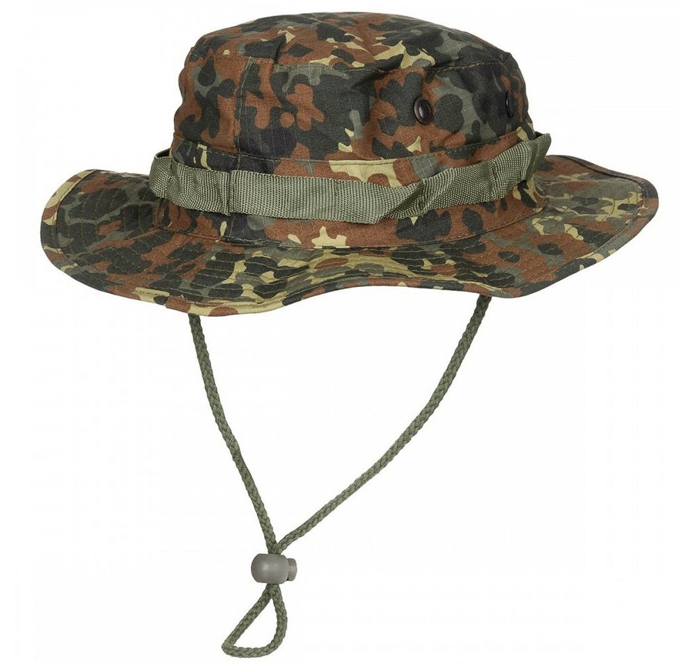 MFH Outdoorhut US GI Buschhut, mit Kinnband, GI Boonie, Rip Stop, flecktarn - S (Packung) umlaufende Schlaufen von MFH