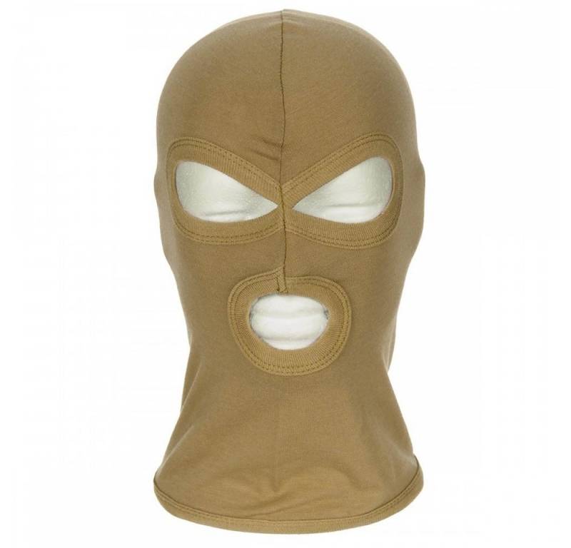 MFH Schlupfmütze Balaclava, 3-Loch, dünn, coyote tan, 100 % Baumwolle (Packung) dünn von MFH