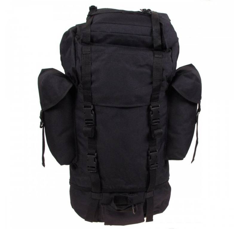 MFH Wanderrucksack BW Kampfrucksack, schwarz, groß, Mod. (Packung), Alu-Aussteifung innen von MFH