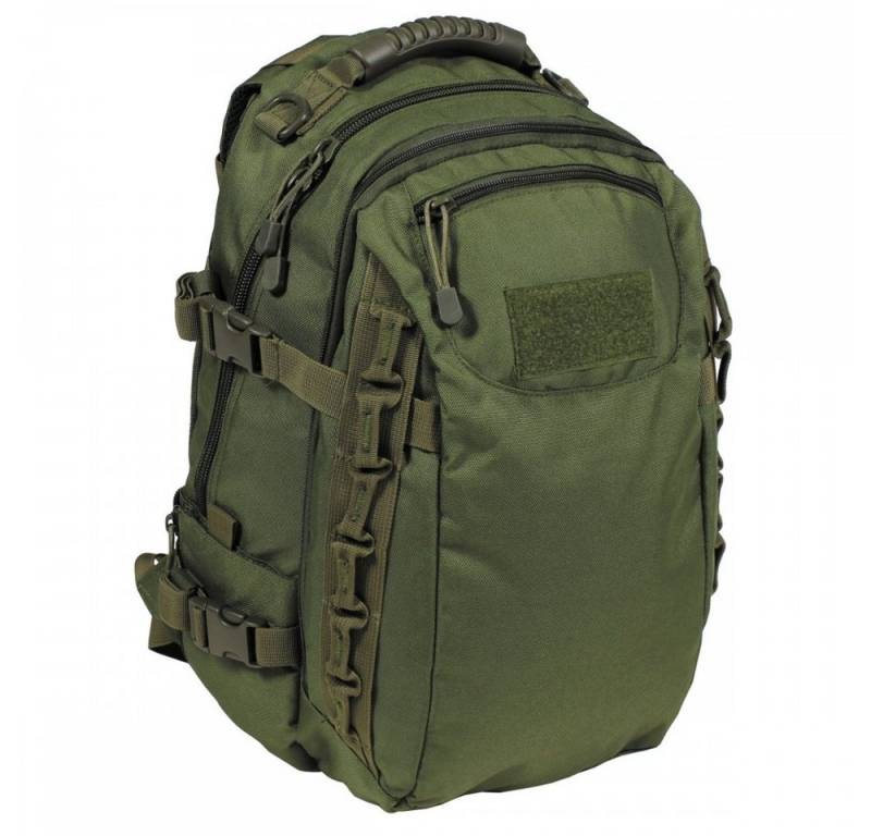 MFHHighDefence Wanderrucksack Rucksack, "Aktion", oliv (Packung), Öffnung oben für Trinkschlauch von MFHHighDefence