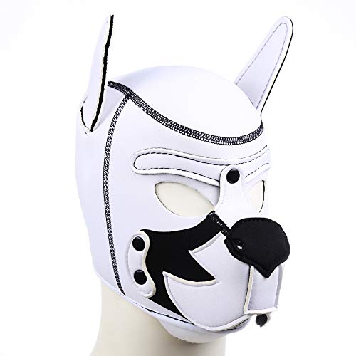 MFMYEE BDSM Halloween-Kostüm aus Latex-Gummi Role Play Dog Mask Puppy Cosplay Voller Kopf mit Ohren von MFMYEE