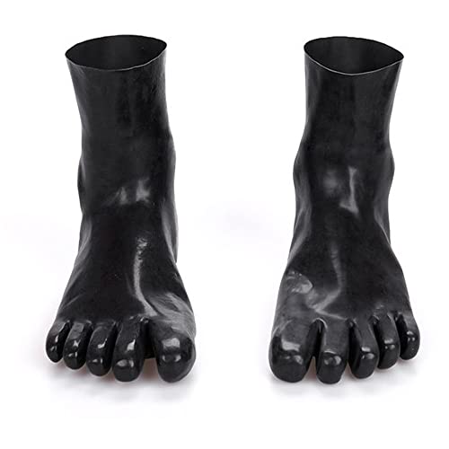 MFMYEE Latex-Fußabdeckung, schwarze kurze Röhre Fünf-Finger-Socken Sexy Latex Zehensocke lang - Latex Zehen Socken wadenlang - Latex Strümpfe für Damen und Herren (M) von MFMYEE