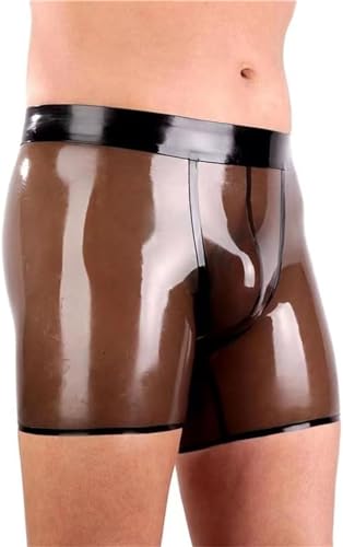 MFMYEE SM Herren schwarzer Reißverschluss handgenähter Latex-Fetisch exotischer Herren-Unterwäsche-Slip Latex-Shorts (DE/NL/SE/PL, Alphanumerisch, Einheitsgröße, Große Größen, Regular, XL) von MFMYEE