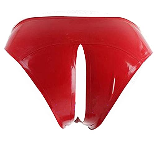 MFMYEE SM Rot Sexy Latex Damen Höschen Shorts Gummi Shorts Unterwäsche, Rote Erotische Shorts, Party Cosplay (L) von MFMYEE