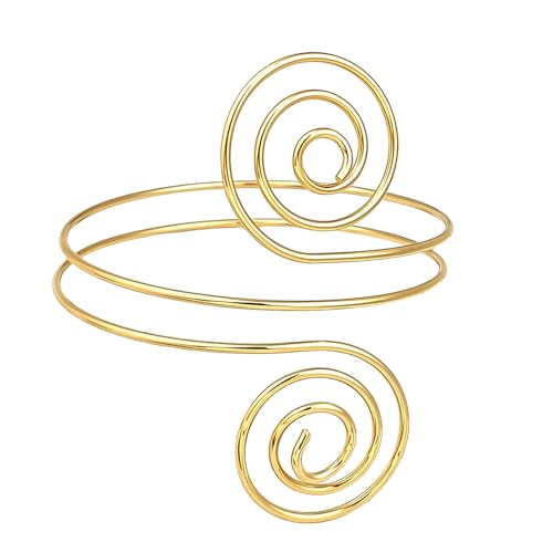 MFUOE Armreif Armmanschette, verstellbar, Gold, offen, Spirale, modische Handgelenk-Wickelarmbänder, griechische Göttin, Kostümzubehör für Damen und Mädchen MFUOE Armreif Armmanschette, verstellbar, Gold, offen, Spirale, modische Handgelenk-Wickelarmbänder, griechische Göttin, Kostümzubehör für Damen und Mädchen von MFUOE