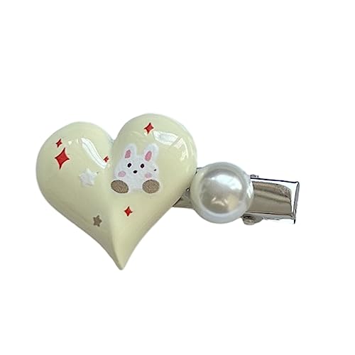 Krallenclip, Haarschmuck, Haarspangen Damen, Haarspangen for Mädchen, Mädchen-Pony-Clip-Haarnadel, niedlicher herzförmiger Kopfschmuck, Haarschmuck, Harajuku-Entenschnabel-Clip-Kopfbedeckung(Beige) von MFUPR