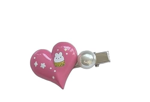 Krallenclip, Haarschmuck, Haarspangen Damen, Haarspangen for Mädchen, Mädchen-Pony-Clip-Haarnadel, niedlicher herzförmiger Kopfschmuck, Haarschmuck, Harajuku-Entenschnabel-Clip-Kopfbedeckung(Pink) von MFUPR