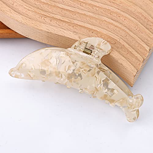 Krallenklammer, Haarschmuck, Haarspangen for Damen, elegante Delfinform, Pferdeschwanz-Haarspange, große Haarklammer aus Kunststoff, Haarschmuck for Dusche und Gesicht(Beige) von MFUPR
