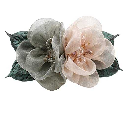 Krallenklammer, Haarschmuck, Haarspangen for Frauen, Organza-Blumen-Haarspange for Frauen, elegante Stoff-Blumen-Haarspange, Haar-Accessoires, Pferdeschwanz-Halter, Haarspangen(Green) von MFUPR