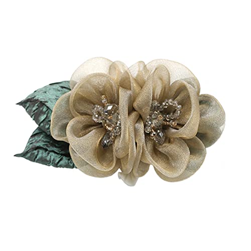 Krallenklammer, Haarschmuck, Haarspangen for Frauen, Organza-Blumen-Haarspange for Frauen, elegante Stoff-Blumen-Haarspange, Haar-Accessoires, Pferdeschwanz-Halter, Haarspangen(Yellow) von MFUPR