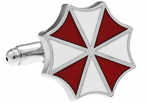 MFYS Manschettenknöpfe Rot-Weiß Motiv Resident Evil-Umbrella Manschettenknöpfe in Geschenkbox Kupfer MFYS Manschettenknöpfe Rot-Weiß Motiv Resident Evil-Umbrella Manschettenknöpfe in Geschenkbox Kupfer von MFYS