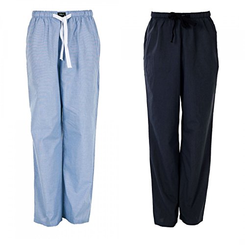 MG-1 2er Pack Pyjamahose Schlafanzughose, Homewear gewebt Herren schwarz blau weiß, Grösse:L - 6-52;Farbe:Mehrfarbig von MG-1