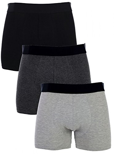 MG-1 3 Boxershorts Pants Boxer Trunk schwarz grau anthrazit Farbwahl, Grösse:XL - 7-54, Farbe:grau von MG-1