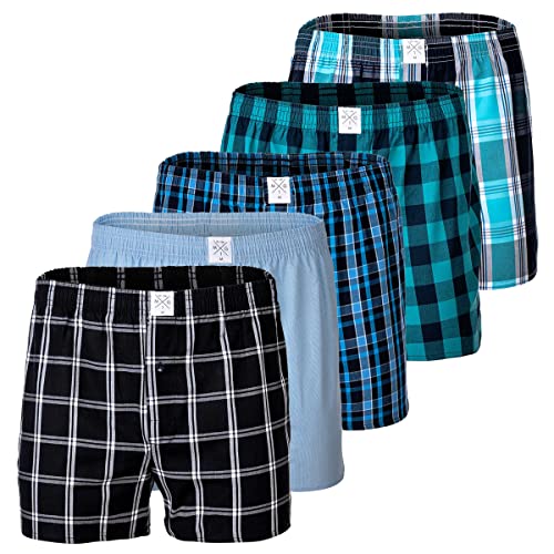 MG-1 5 er Pack Webboxer Boxershorts Boxer Shorts Herren SPARPACK M - 3XL kariert, Grösse:M, Farbe:Set 1 von MG-1