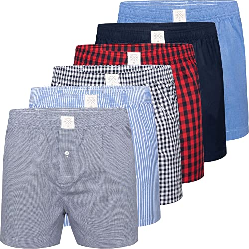 MG-1 6 er Pack Webboxer Boxershorts Boxer Shorts Herren SPARPACK S - XXXL kariert, Grösse:L, Farbe:Set 4 von MG-1