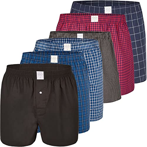 MG-1 6 er Pack Webboxer Boxershorts Boxer Shorts Herren SPARPACK S - XXXL kariert, Grösse:XXL, Farbe:Set 6 von MG-1