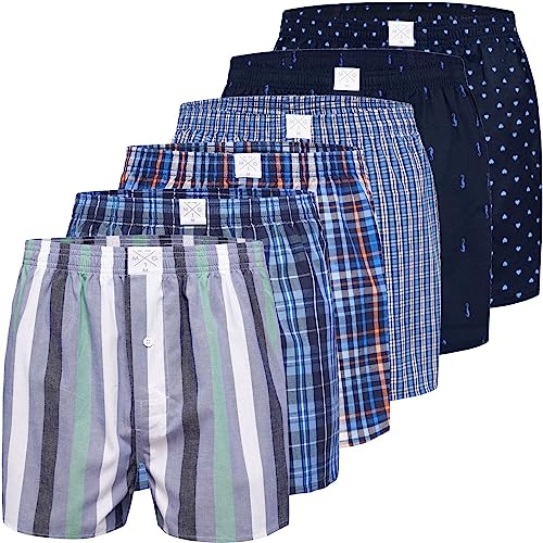 MG-1 6er Pack Webboxer Boxershorts Boxer Shorts Herren S - XXL kariert, Grösse:L, Farbe:Set 1 von MG-1