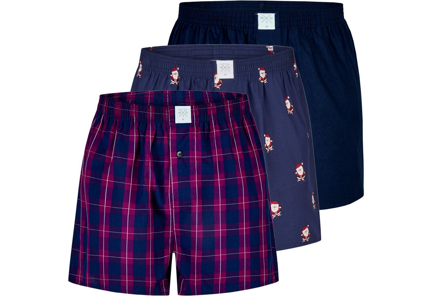 MG-1 Boxershorts 3er Pack MG-1 Herren Boxershorts 100% Baumwolle mit Weihnachtsmotiv (1-St) von MG-1