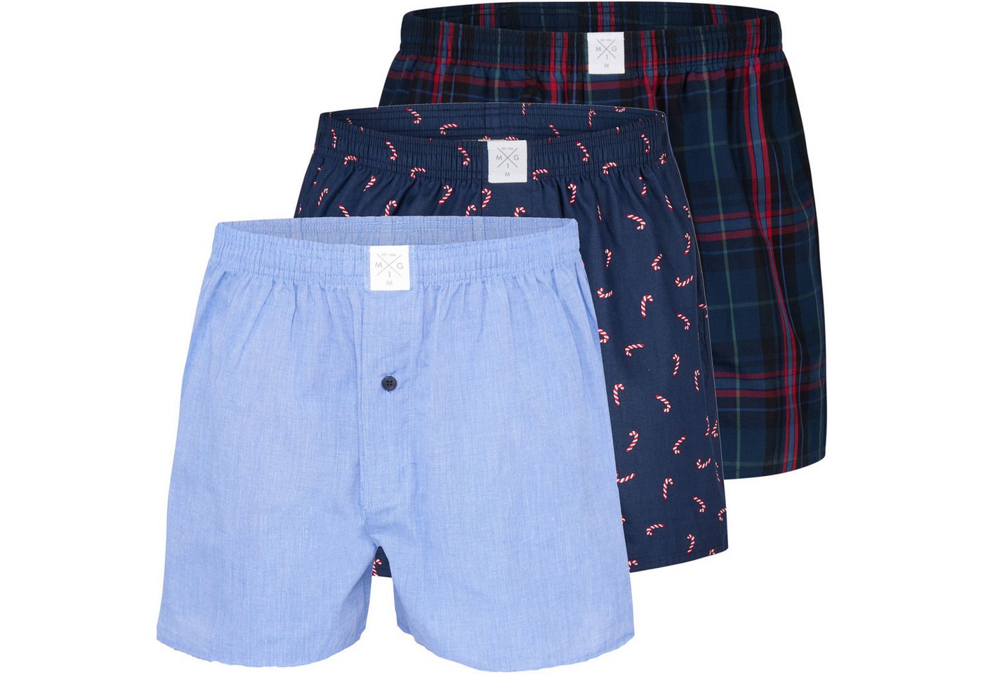 MG-1 Boxershorts 3er Pack MG-1 Herren Boxershorts 100% Baumwolle mit Weihnachtsmotiv (1-St) von MG-1