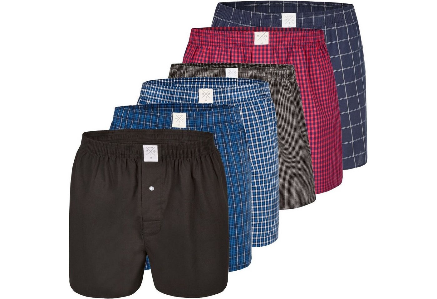 MG-1 Boxershorts 6 er Pack Webboxer Boxershorts Boxer Shorts Herren kariert Sparpaket (1-St) von MG-1