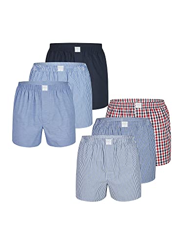 MG-1 Herren Boxer 6-Pack Classics Boxershorts Unterwäsche Unterhose Baumwolle Shorts Webboxer - Mix 4 - Größe 3XL von MG-1
