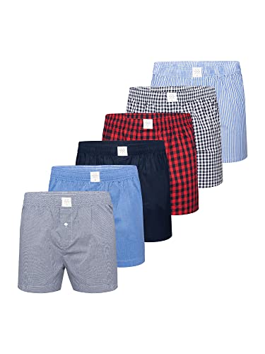 MG-1 Herren Boxer 6-Pack Classics Boxershorts Unterwäsche Unterhose Baumwolle Shorts Webboxer- bunt1 - Größe L von MG-1