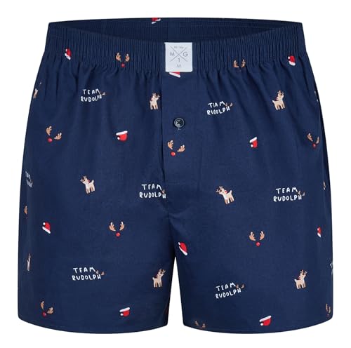 MG-1 Herren Webboxer Weihnachten X-Mas Christmas Motive Team Rudolph, Farbe:Rentier - Reindeer, Grösse:L von MG-1