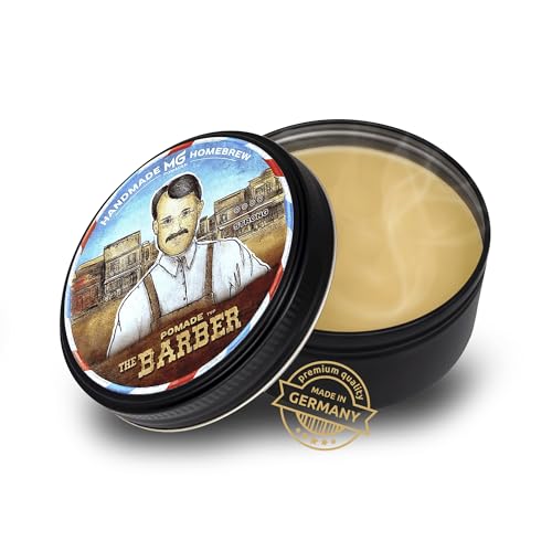 MG Pomade THE BARBER, Herren, wasserfest und pflegend, ölbasierte Haarpomade, Natürliche Wachs-Formulierung für starken Halt, Haar Wax, Haarwachs Männer, Haar- Bart Styling, Hair Clay von MG Pomaden