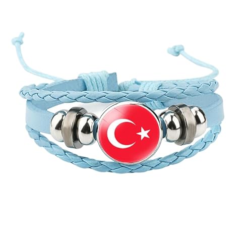 MGDIFYXAA Armband Mit Der Flagge Der Türkei – Verstellbare Mehrschichtige Patriotische Lederarmbänder, Schmuckzubehör Für Damen Und Herren, Blau, 18 Mm MGDIFYXAA Armband Mit Der Flagge Der Türkei – Verstellbare Mehrschichtige Patriotische Lederarmbänder, Schmuckzubehör Für Damen Und Herren, Blau, 18 Mm von MGDIFYXAA