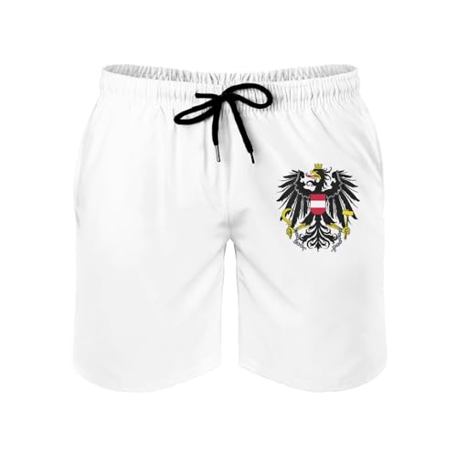 MGDIFYXAA Badehose Herren Badeshorts Freizeit Strandshorts Badehosen Österreich Flagge Druck Board Shorts Badehosen Männer Schnelltrocknend und Mesh-Futter Badeshorts für Heren Kurz Weiß XXL von MGDIFYXAA